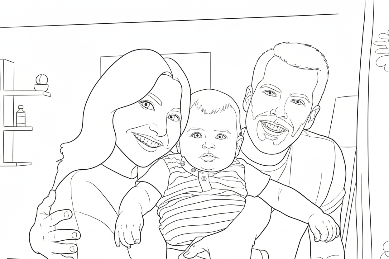 24x36 inch jumbo coloring page created from family photo - perfect for children in Torrance, California